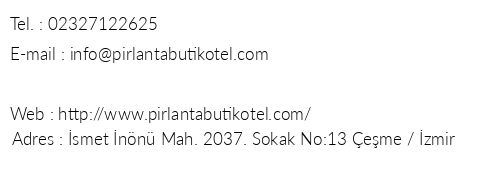 Prlanta Butik Otel telefon numaralar, faks, e-mail, posta adresi ve iletiim bilgileri